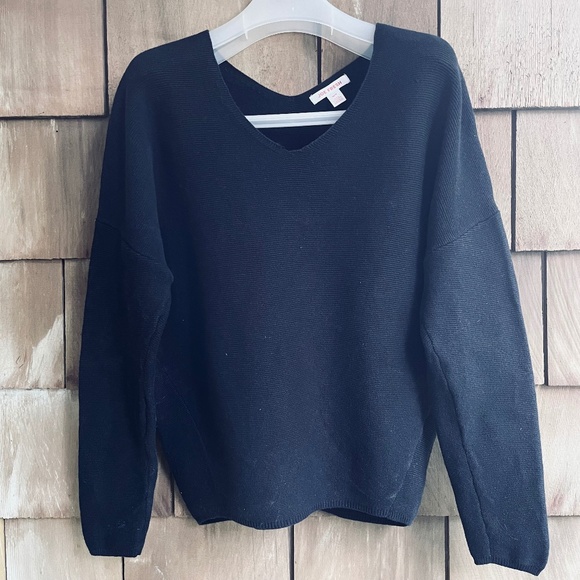 Black 💯 Cotton V-neck Knitted Sweater Pullover Joe Fresh, size M - Picture 1 of 11